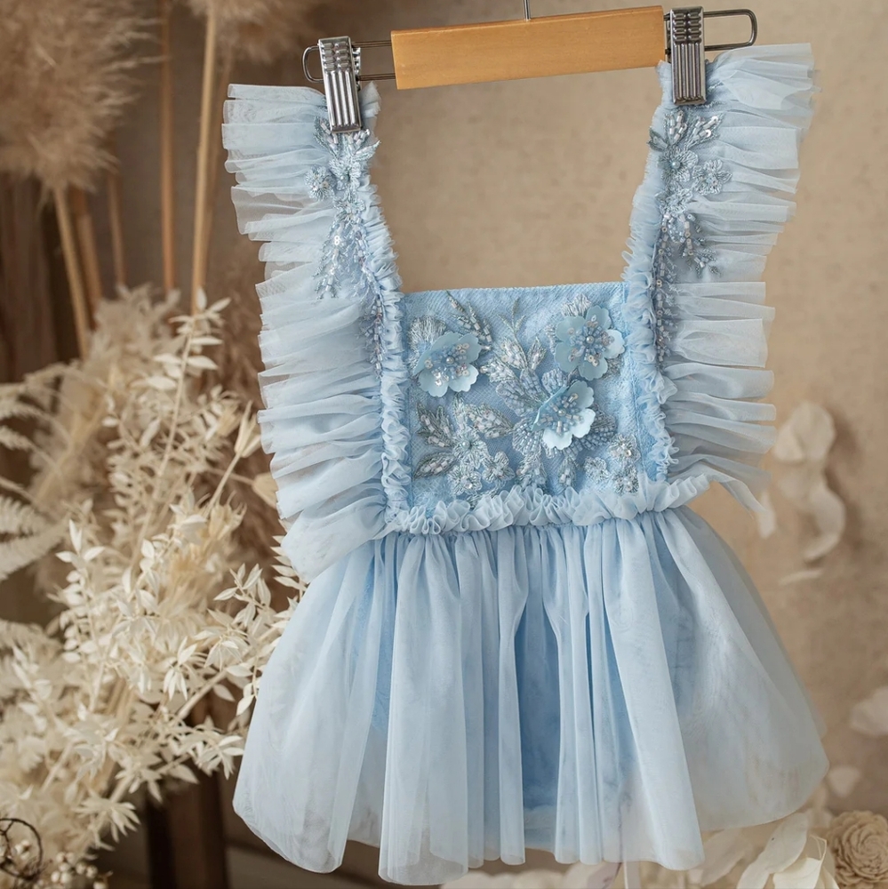 Elegant Light Blue Tulle Dresses